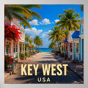 Póster Recuerdo de viaje de la calle tropical de Key West