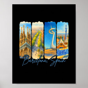 Póster Recuerdo de viaje de Rcelona España Pincelada