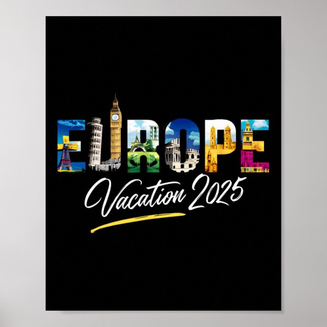 Póster Recuerdo de viaje de vacaciones familiares en Euro (Frente)