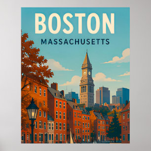 Póster Recuerdo de viaje histórico del horizonte de Bosto