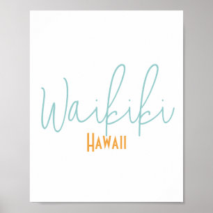 Póster Recuerdo de Waikiki Hawaii