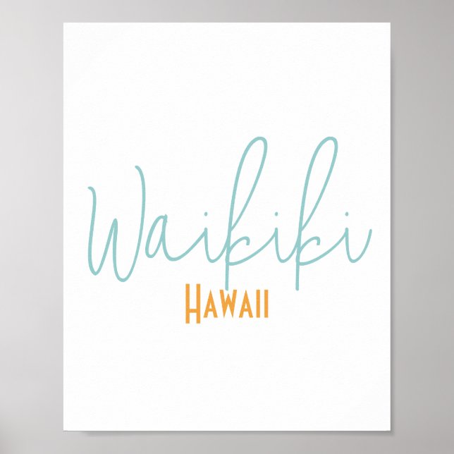 Póster Recuerdo de Waikiki Hawaii (Frente)