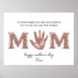 Póster Recuerdo del Día de la Madre con huella de mano, F