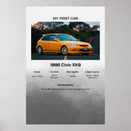 Póster Recuerdo del primer coche totalmente personalizabl