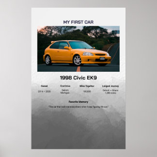 Póster Recuerdo del primer coche totalmente personalizabl