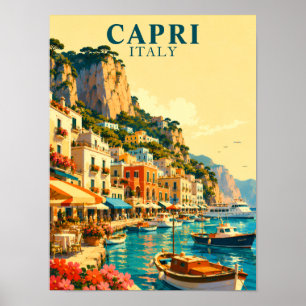 Póster Recuerdo del puerto de Marina Grande en Capri, Ita