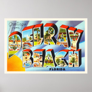 Póster Recuerdo del viaje del vintage de Delray Beach la