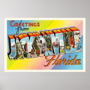 Póster Recuerdo del viaje del vintage de Jacksonville la