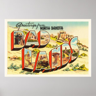 Póster Recuerdo del viaje del vintage del ND de Dakota