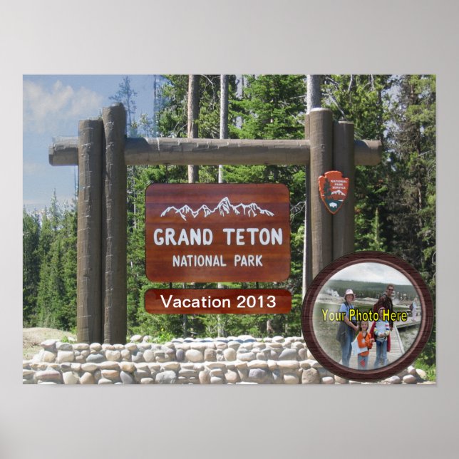 Póster Recuerdo fotográfico personalizado de Grand Teton (Frente)
