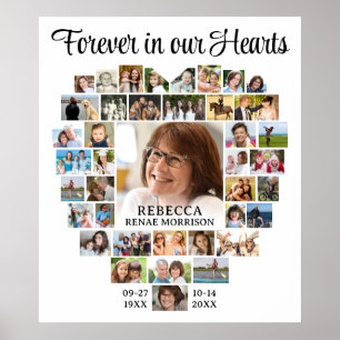 Póster Recuerdo Funeral Corazón Formado 40 Colaje de Foto