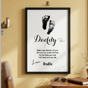 Póster Recuerdo personalizado del Día del Padre con huell