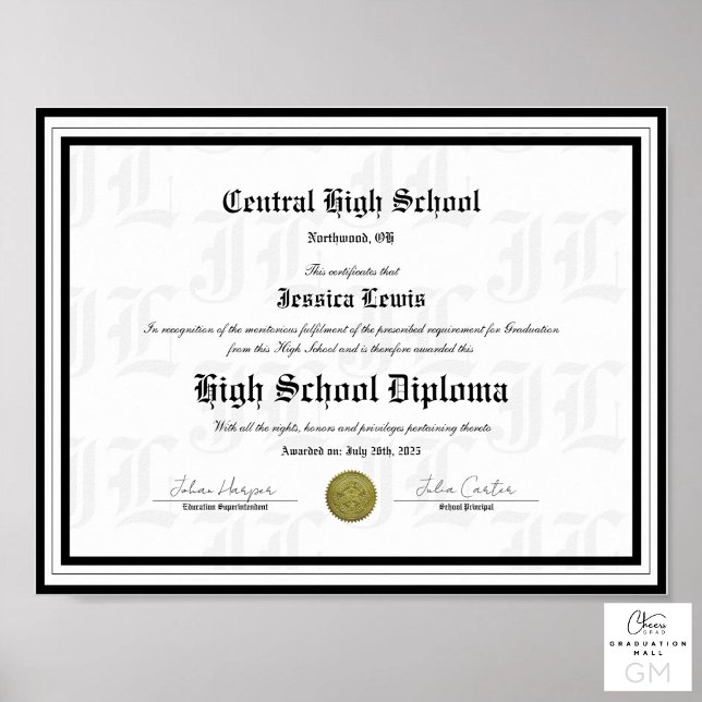 Póster Recuerdo Personalizado para Novedad de Escuela Sec (Personalized Keepsake for High School Novelty Poster)