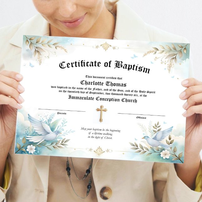 Póster Recuerdo religioso de certificado de bautismo (Subido por el creador)