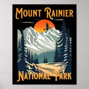 Póster Recuerdo vintage del Parque Nacional Monte Rainier