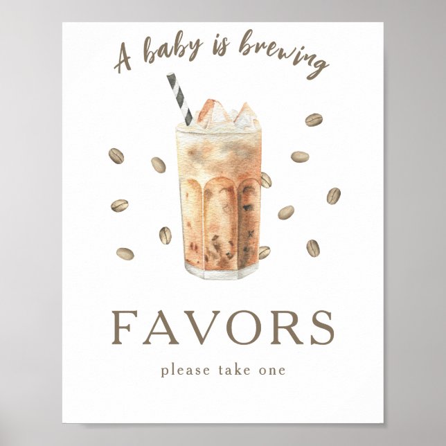 Póster Recuerdos de baby shower de café (Frente)