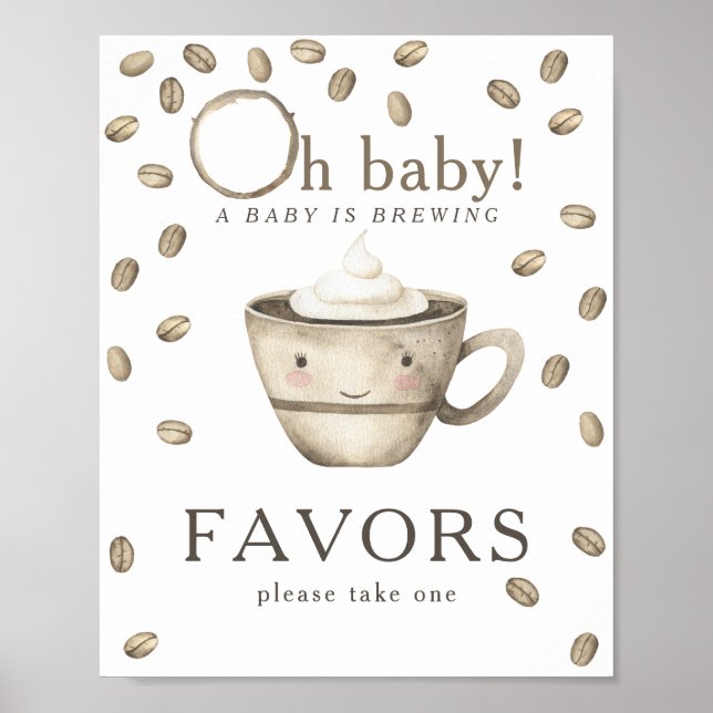 Póster Recuerdos de baby shower de café (Frente)