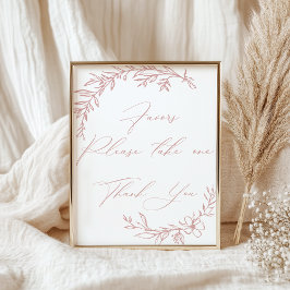 Póster Recuerdos de baby shower rosa floral Vintage atemp