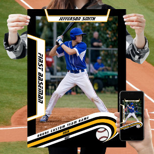 Póster Recuerdos de béisbol en negro amarillo vivo person