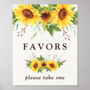 Póster Recuerdos de boda de girasoles en acuarela bonita