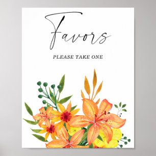 Póster Recuerdos de boda en acuarela por favor tome uno 