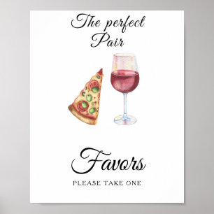 Póster Recuerdos de despedida de soltera con pizza y vino