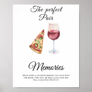 Póster Recuerdos de ducha de novia con novia en Wine Pizz