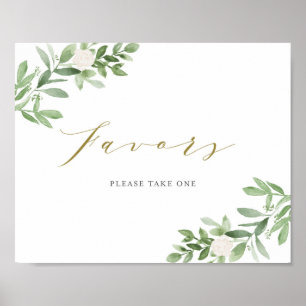 Póster Recuerdos de fiesta de acuarela de vegetación y fl