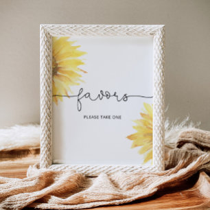 Póster Recuerdos de girasol al acuarela por favor tome un