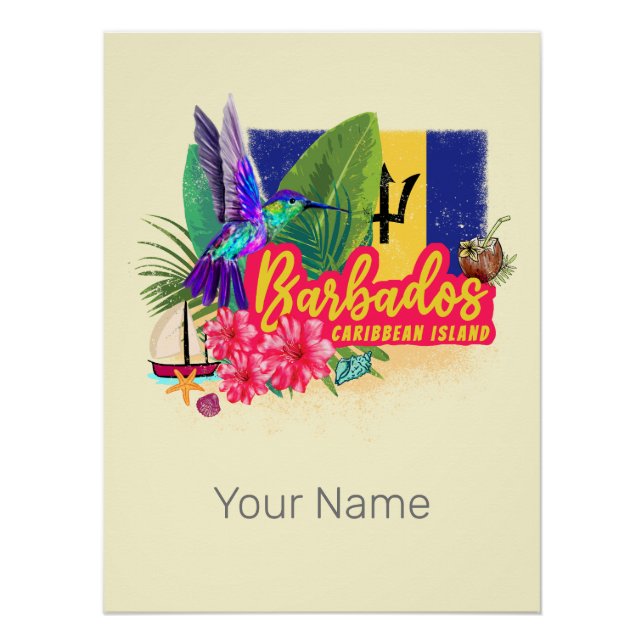 Póster Recuerdos de la isla de cosechas de cosecha caribe (Anverso)