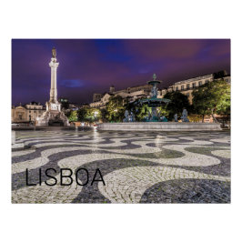 Póster Recuerdos de vacaciones en la plaza Rossio de Lisb