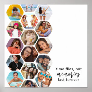 Póster Recuerdos de varios Collages de fotos Cuadrado mod