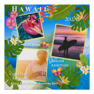 Póster Recuerdos de viaje al paraíso tropical mar