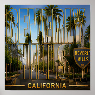 Póster Recuerdos de viaje de la palmera de Beverly Hills