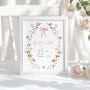 Póster Recuerdos de Wildflower para bebé en flor Bow rosa