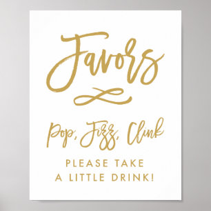 Póster Recuerdos dorados con letras elegantes Pop, Fizz,