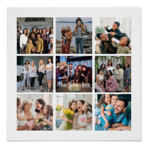 Póster Recuerdos Familiares 9 Cuadrícula de Fotos Collage