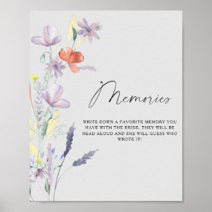 Póster Recuerdos florales boho con el cartel de la novia