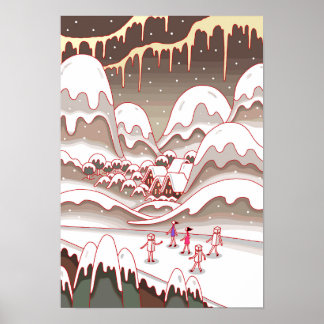 Póster Recuerdos nostálgicos de paisajes nevados.
