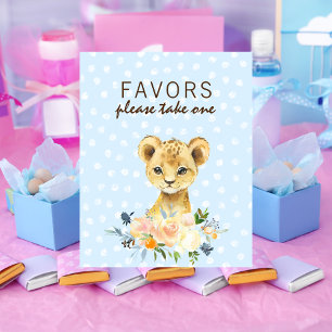 Póster Recuerdos para Baby Shower Cachorro de León Floral