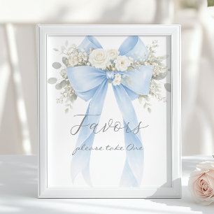 Póster Recuerdos para Baby Shower con lazo de eucalipto a