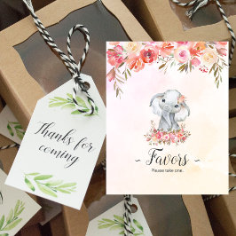 Póster Recuerdos para Baby Shower de Elefante Bebé