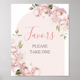 Póster Recuerdos para Baby Shower de Niña Flores Rosadas 