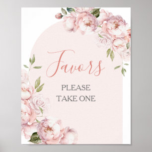 Póster Recuerdos para Baby Shower de Niña Flores Rosadas 