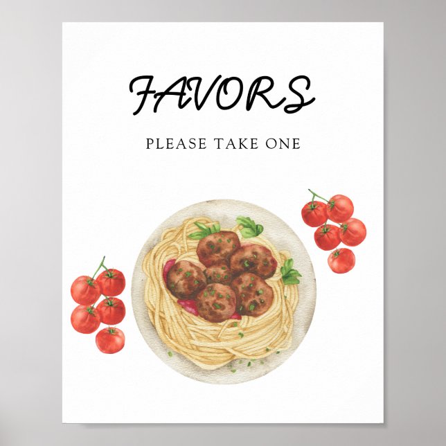 Póster Recuerdos para baby shower de pasta espagueti (Frente)
