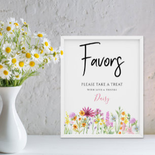 Póster Recuerdos para Baby Shower de Pradera de Flores Si