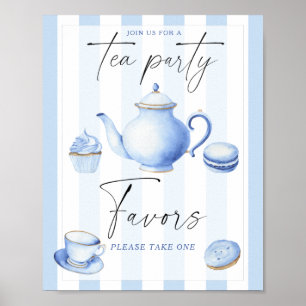 Póster Recuerdos para baby shower de tema Tea Party Boy