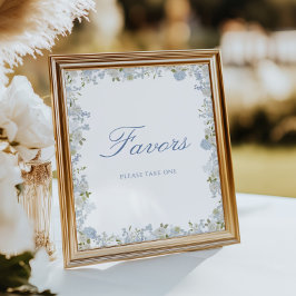 Póster Recuerdos románticos suaves de boda con flores azu