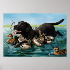 Póster Recuperador de labrador negro, Poster de cazadores