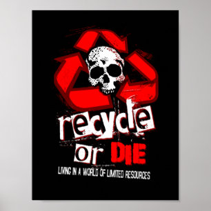 Póster Recursos limitados reciclar Poster negro
